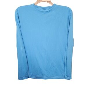 Syntrel Mens Blue Performance Long Sleeve Fishing Boat Graphic Shirt Size Large